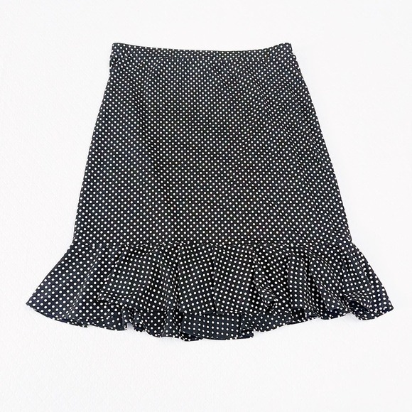 Michael Kors Fringe Skirt Polka Dot B;ack and White SZ 10 - Picture 5 of 7